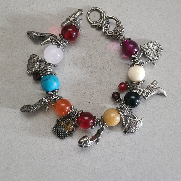 Charm Bracelet with Colorful Beads and Shoes/Purses Charms - Picture 7 of 8